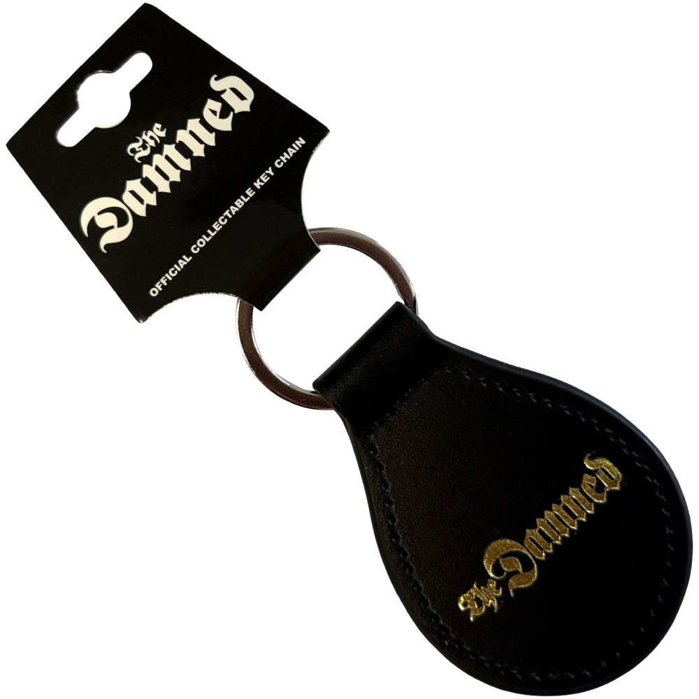 The Damned - Gold Gothic Logo Keychain - Black/Gold coloured